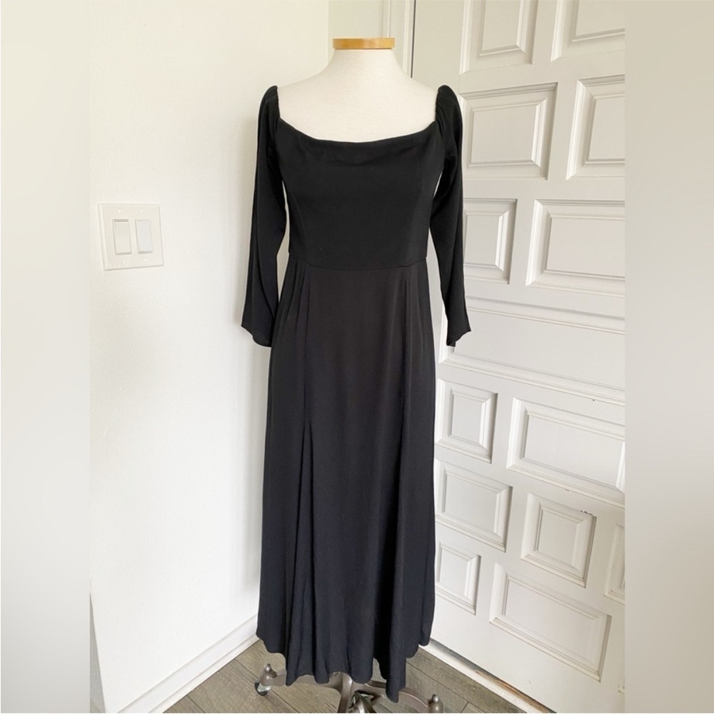 NWT Reformation Ballari Black Off The Shoulder Long Sleeve Maxi Dress Size 8